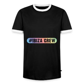 Ibiza Crew - Men's Ringer Shirt - black/white - Front - AI Model Female 172 light (172cm) & AI Model Male 178 light (178cm)
