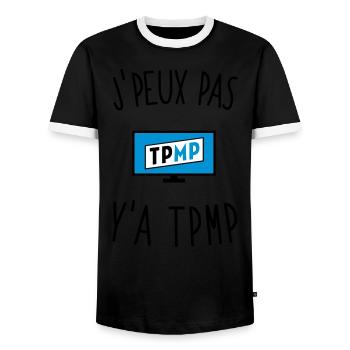 J'peux pas y'a TPMP - T-shirt contrasté Homme - noir/blanc - Devant - AI Model Female 172 light (172cm) & AI Model Male 178 light (178cm)