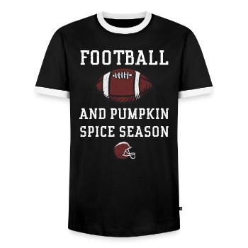 Football And Pumpkin Spice Season - Men's Ringer Shirt - black/white - Front - AI Model Female 172 light (172cm) & AI Model Male 178 light (178cm)