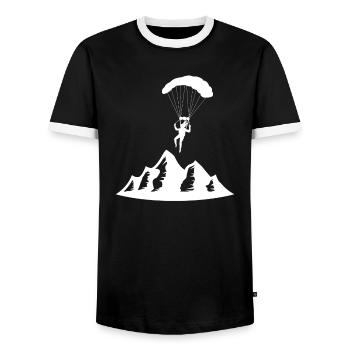 Paragliding Paraglider Parachute Parachute Para - Men's Ringer Shirt - black/white - Front - AI Model Female 172 light (172cm) & AI Model Male 178 light (178cm)