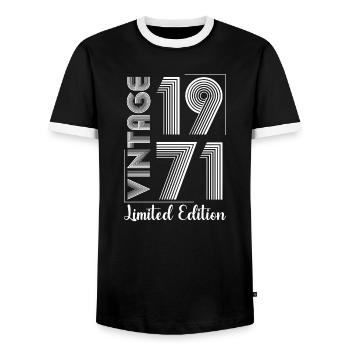 Anniversaire 1971 71 Vintage Rétro Vintage Cadeau - T-shirt contrasté Homme - noir/blanc - Devant - AI Model Female 172 light (172cm) & AI Model Male 178 light (178cm)