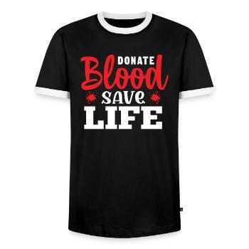 Don de sang Donneurs de sang Donneurs de sang - T-shirt contrasté Homme - noir/blanc - Devant - AI Model Female 172 light (172cm) & AI Model Male 178 light (178cm)