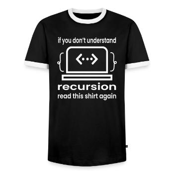 Software Developer Programmer Gift - Men's Ringer Shirt - black/white - Front - AI Model Female 172 light (172cm) & AI Model Male 178 light (178cm)