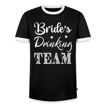 Team Bride Bride Flower Wreath Fleurs Engagement JGA - T-shirt contrasté Homme - noir/blanc - Devant - AI Model Female 172 light (172cm) & AI Model Male 178 light (178cm)