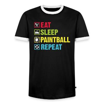 Paintball Cadeau Paintballer Paintball Player - T-shirt contrasté Homme - noir/blanc - Devant - AI Model Female 172 light (172cm) & AI Model Male 178 light (178cm)