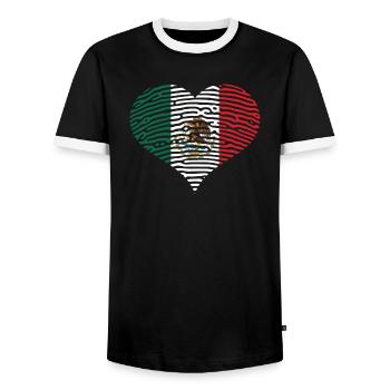 Drapeau du Mexique Cœur des Mexicains Armoiries Drapeau - T-shirt contrasté Homme - noir/blanc - Devant - AI Model Female 172 light (172cm) & AI Model Male 178 light (178cm)