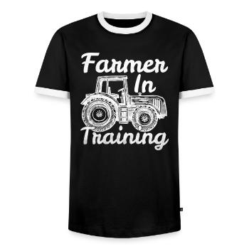 Farmer Tractor Agriculture Farmer Tractor Farm - Men's Ringer Shirt - black/white - Front - AI Model Female 172 light (172cm) & AI Model Male 178 light (178cm)