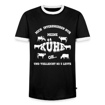 Kühe - Männer Kontrast-T-Shirt - Schwarz/Weiß - Vorne - AI Model Female 172 light (172cm) & AI Model Male 178 light (178cm)