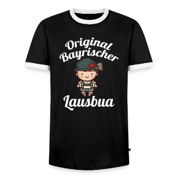 Original Bavarian Lausbua Bayern boarisc - Men's Ringer Shirt - black/white - Front - AI Model Female 172 light (172cm) & AI Model Male 178 light (178cm)