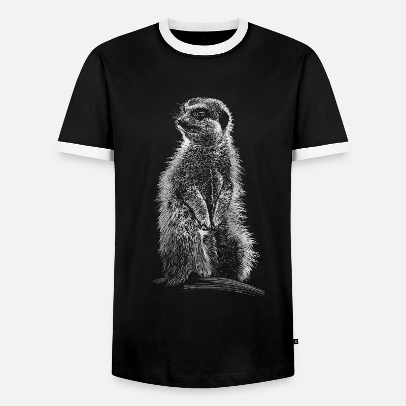 Erdmännchen - Männer Kontrast-T-Shirt - Schwarz/Weiß