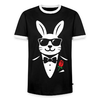 Gentlehop Bunny - Männer Kontrast-T-Shirt - Schwarz/Weiß - Vorne - AI Model Female 172 light (172cm) & AI Model Male 178 light (178cm)