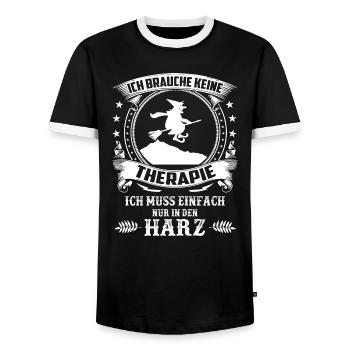 keine Therapie ich muss nur in den Harz - Männer Kontrast-T-Shirt - Schwarz/Weiß - Vorne - AI Model Female 172 light (172cm) & AI Model Male 178 light (178cm)