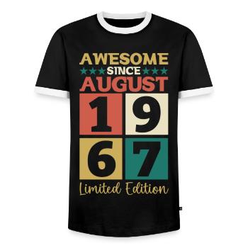 Awesome since August 1967 55th Birthday Gift - Men's Ringer Shirt - black/white - Front - AI Model Female 172 light (172cm) & AI Model Male 178 light (178cm)