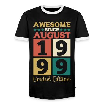 Awesome since August 1999 23rd Birthday Gift - Men's Ringer Shirt - black/white - Front - AI Model Female 172 light (172cm) & AI Model Male 178 light (178cm)