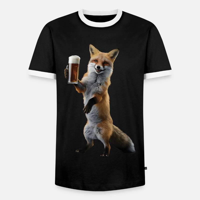 Fuchs Bier - Männer Kontrast-T-Shirt - Schwarz/Weiß