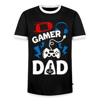 Gamer Dad - Männer Kontrast-T-Shirt - Schwarz/Weiß - Vorne - AI Model Female 172 light (172cm) & AI Model Male 178 light (178cm)