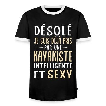 Désolé déjà pris par une kayakiste sexy - T-shirt contrasté Homme - noir/blanc - Devant - AI Model Female 172 light (172cm) & AI Model Male 178 light (178cm)