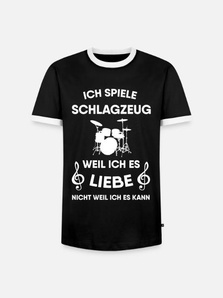 Schlagzeug - Männer Kontrast-T-Shirt - Schwarz/Weiß