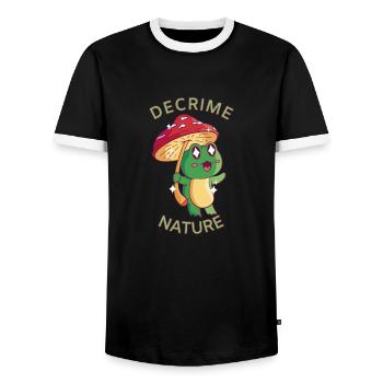 Decrime Nature Colorful Mushroom Frog - Männer Kontrast-T-Shirt - Schwarz/Weiß - Vorne - AI Model Female 172 light (172cm) & AI Model Male 178 light (178cm)