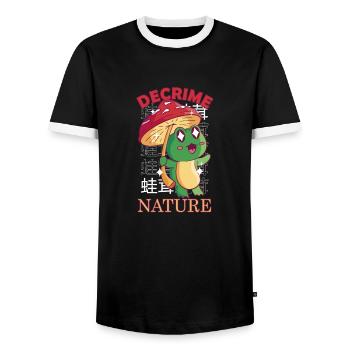 Decrime Nature Colorful Mushroom Frog - Männer Kontrast-T-Shirt - Schwarz/Weiß - Vorne - AI Model Female 172 light (172cm) & AI Model Male 178 light (178cm)