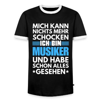 Non-shockable musician - Men's Ringer Shirt - black/white - Front - AI Model Female 172 light (172cm) & AI Model Male 178 light (178cm)