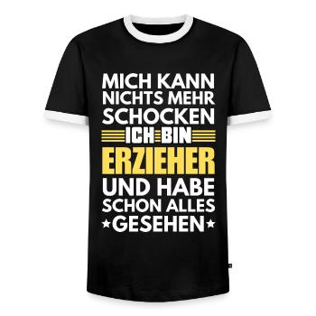 Nicht schockbarer Erzieher - Männer Kontrast-T-Shirt - Schwarz/Weiß - Vorne - AI Model Female 172 light (172cm) & AI Model Male 178 light (178cm)