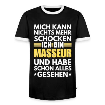 Non-shockable masseur - Men's Ringer Shirt - black/white - Front - AI Model Female 172 light (172cm) & AI Model Male 178 light (178cm)