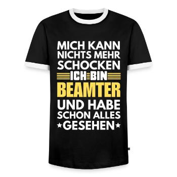 Fonctionnaire non choquable - T-shirt contrasté Homme - noir/blanc - Devant - AI Model Female 172 light (172cm) & AI Model Male 178 light (178cm)