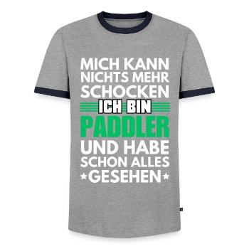 Non-shockable paddler - Men's Ringer Shirt - grey/navy  - Front - AI Model Female 172 light (172cm) & AI Model Male 178 light (178cm)
