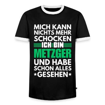 Nicht schockbarer Metzger - Männer Kontrast-T-Shirt - Schwarz/Weiß - Vorne - AI Model Female 172 light (172cm) & AI Model Male 178 light (178cm)