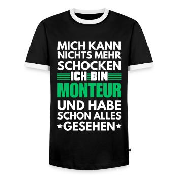 Nicht schockbarer Monteur - Männer Kontrast-T-Shirt - Schwarz/Weiß - Vorne - AI Model Female 172 light (172cm) & AI Model Male 178 light (178cm)