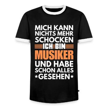 Non-shockable musician - Men's Ringer Shirt - black/white - Front - AI Model Female 172 light (172cm) & AI Model Male 178 light (178cm)