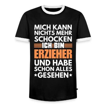 Nicht schockbarer Erzieher - Männer Kontrast-T-Shirt - Schwarz/Weiß - Vorne - AI Model Female 172 light (172cm) & AI Model Male 178 light (178cm)