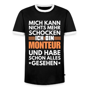 Nicht schockbarer Monteur - Männer Kontrast-T-Shirt - Schwarz/Weiß - Vorne - AI Model Female 172 light (172cm) & AI Model Male 178 light (178cm)