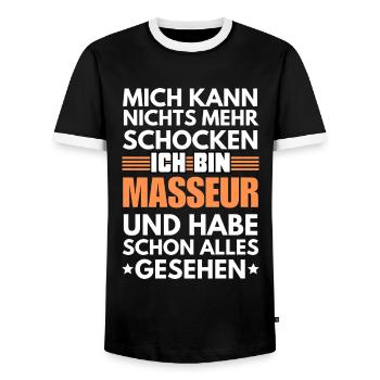 Non-shockable masseur - Men's Ringer Shirt - black/white - Front - AI Model Female 172 light (172cm) & AI Model Male 178 light (178cm)