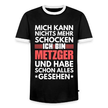 Nicht schockbarer Metzger - Männer Kontrast-T-Shirt - Schwarz/Weiß - Vorne - AI Model Female 172 light (172cm) & AI Model Male 178 light (178cm)