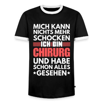Unshockable surgeon - Men's Ringer Shirt - black/white - Front - AI Model Female 172 light (172cm) & AI Model Male 178 light (178cm)