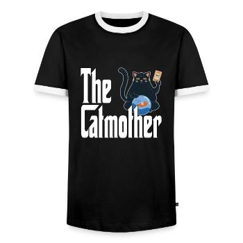 Maman chat La mère chat folle Chat Mère Kitty Maman - T-shirt contrasté Homme - noir/blanc - Devant - AI Model Female 172 light (172cm) & AI Model Male 178 light (178cm)