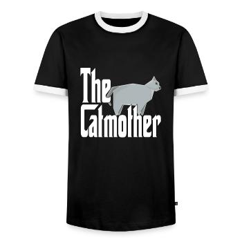 Maman chat La mère chat folle Chat Mère Kitty Maman - T-shirt contrasté Homme - noir/blanc - Devant - AI Model Female 172 light (172cm) & AI Model Male 178 light (178cm)