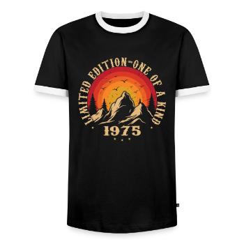 Vintage 1975 Retro 1975 1975 Anniversary Gift - Men's Ringer Shirt - black/white - Front - AI Model Female 172 light (172cm) & AI Model Male 178 light (178cm)