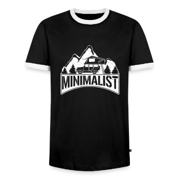 MINIMALIST Geschenk für Camper mit Dachzelt Natur - Männer Kontrast-T-Shirt - Schwarz/Weiß - Vorne - AI Model Female 172 light (172cm) & AI Model Male 178 light (178cm)