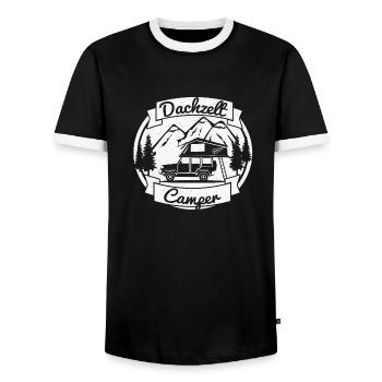 Geschenk für Camper mit Dachzelt Naturliebhaber - Männer Kontrast-T-Shirt - Schwarz/Weiß - Vorne - AI Model Female 172 light (172cm) & AI Model Male 178 light (178cm)
