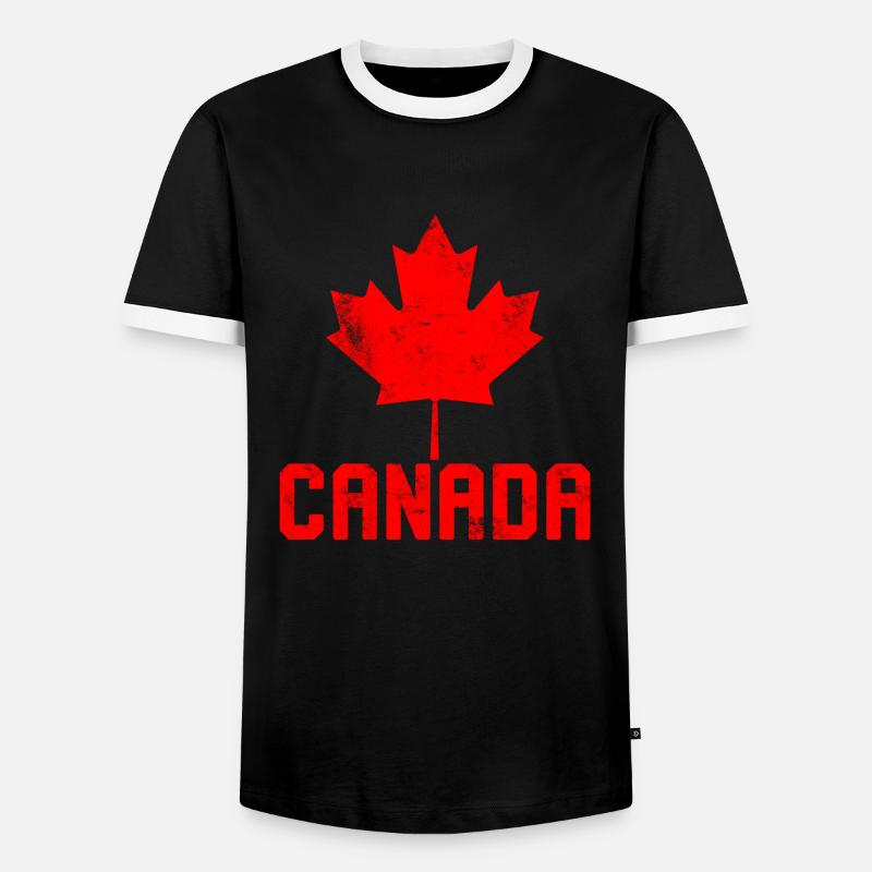 Maple Leaf Flag Canada - Men's Ringer Shirt - black/white