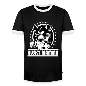 Husky mom - Men's Ringer Shirt - black/white - Front - AI Model Female 172 light (172cm) & AI Model Male 178 light (178cm)