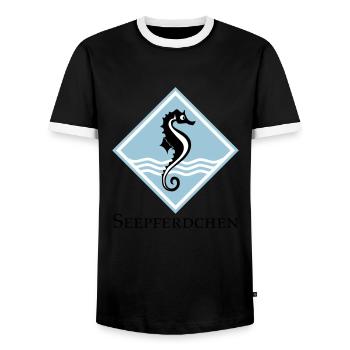 Seepferdchen - Männer Kontrast-T-Shirt - Schwarz/Weiß - Vorne - AI Model Female 172 light (172cm) & AI Model Male 178 light (178cm)