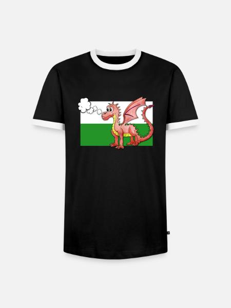 Puffing Welsh Dragon - Gregory - Men's Ringer Shirt - black/white