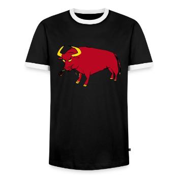 Taureau Basque - T-shirt contrasté Homme - noir/blanc - Devant - AI Model Female 172 light (172cm) & AI Model Male 178 light (178cm)