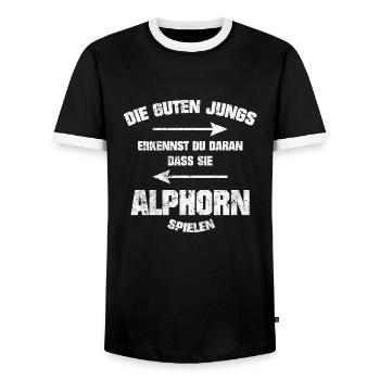 ALPHORN DIE GUTEN JUNGS GRUNGE STYLE SHIRT - Männer Kontrast-T-Shirt - Schwarz/Weiß - Vorne - AI Model Female 172 light (172cm) & AI Model Male 178 light (178cm)