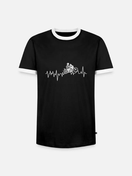 Motorcycle Heartbeat gift - Men's Ringer Shirt - black/white