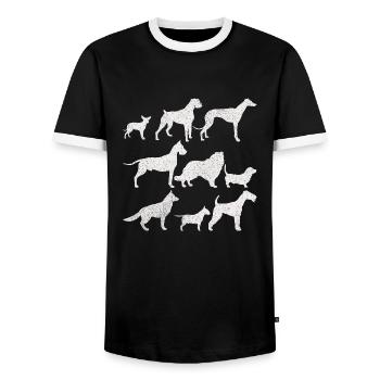 CHIENS CHIENS CADEAUX - T-shirt contrasté Homme - noir/blanc - Devant - AI Model Female 172 light (172cm) & AI Model Male 178 light (178cm)
